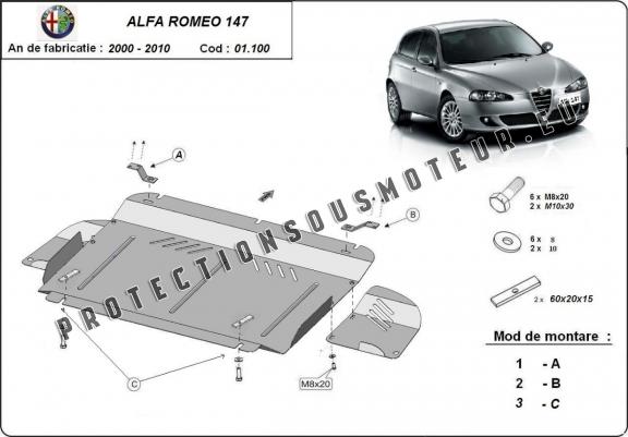 Cache sous moteur et de la boîte de vitesse Alfa Romeo 147