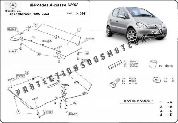 Cache sous moteur et de la boîte de vitesse Mercedes A-Classe W168