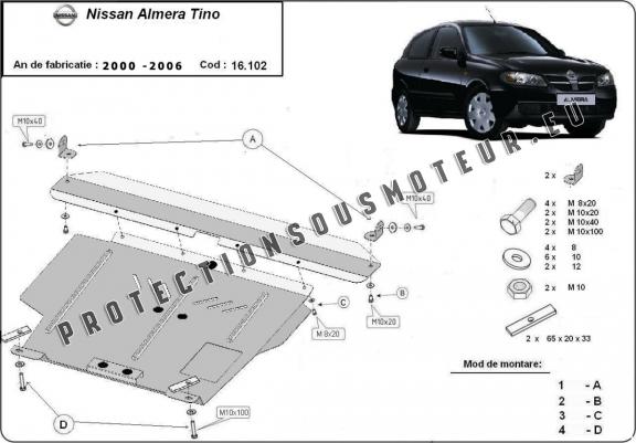 Cache sous moteur et de la boîte de vitesse Nissan Almera Tino