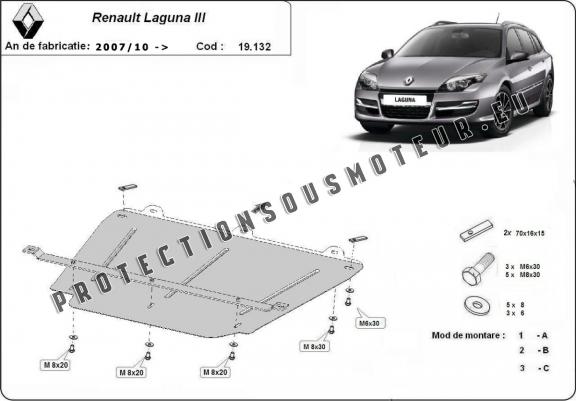 Cache sous moteur et de la boîte de vitesse Renault Laguna 3