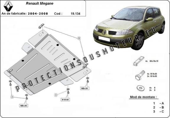 Cache sous moteur et de la boîte de vitesse Renault Megane 2