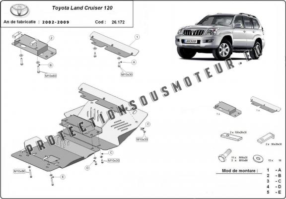 Cache sous moteur et de la radiateur Toyota Land Cruiser J120