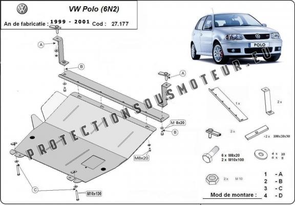 Cache sous moteur et de la boîte de vitesse VW Polo 6n2