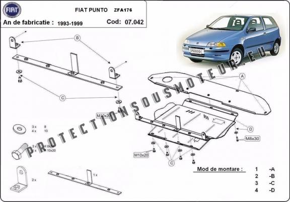 Cache sous moteur et de la boîte de vitesse Fiat Punto