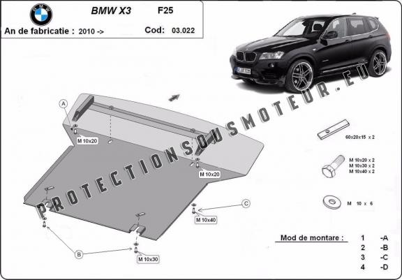 Cache sous moteur et de la radiateur BMW X3 - F25