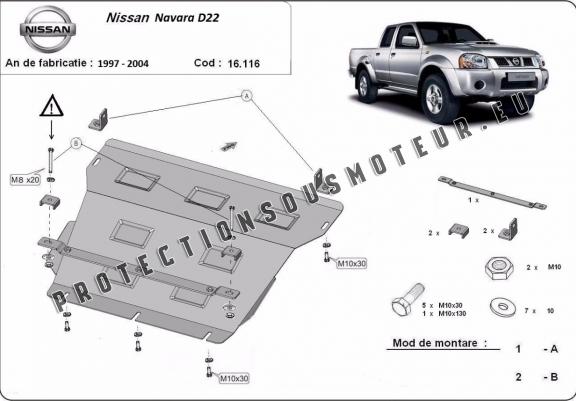 Cache sous moteur et de la radiateur Nissan Navara D22