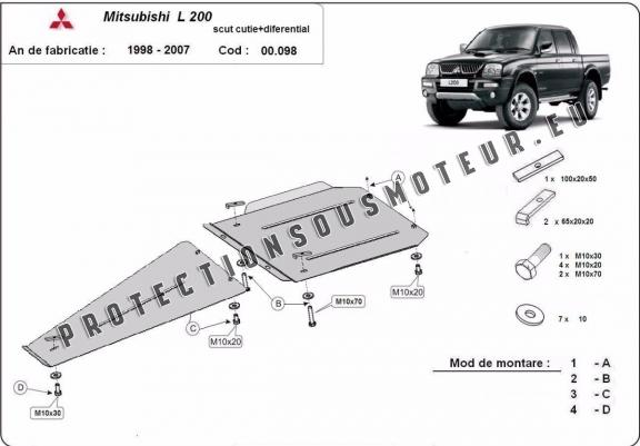 Cache de protection de la boîte de vitesse et de la différentiel Mitsubishi L 200 