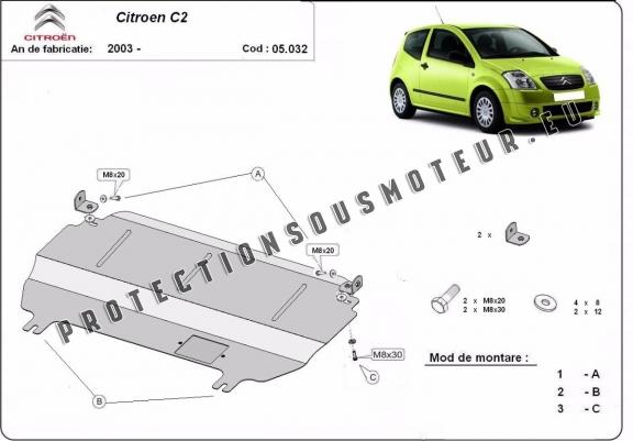 Cache sous moteur et de la boîte de vitesse Citroen C2