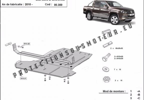 Cache de protection de la boîte de vitesse et de la différentiel Volkswagen Amarok