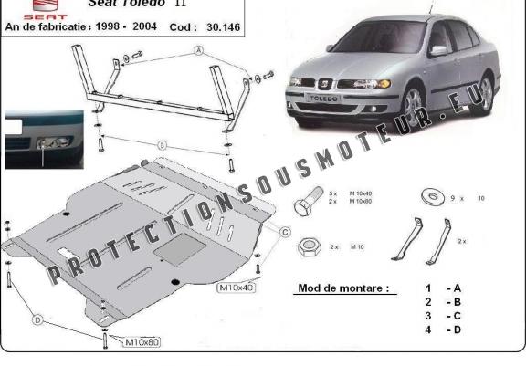 Cache sous moteur et de la boîte de vitesse Seat Toledo 2