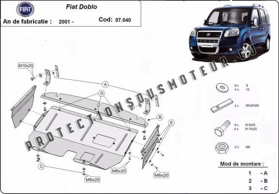 Cache sous moteur et de la boîte de vitesse Fiat Doblo