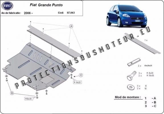 Cache sous moteur et de la boîte de vitesse Fiat Grande Punto