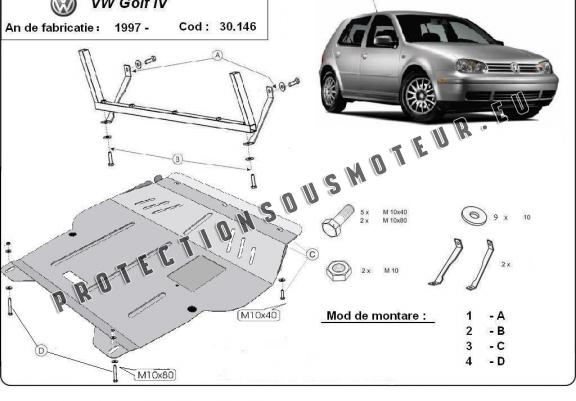 Cache sous moteur et de la boîte de vitesse VW Golf  mk4