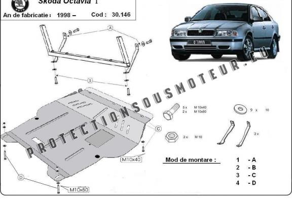 Cache sous moteur et de la boîte de vitesse Skoda Octavia Tour