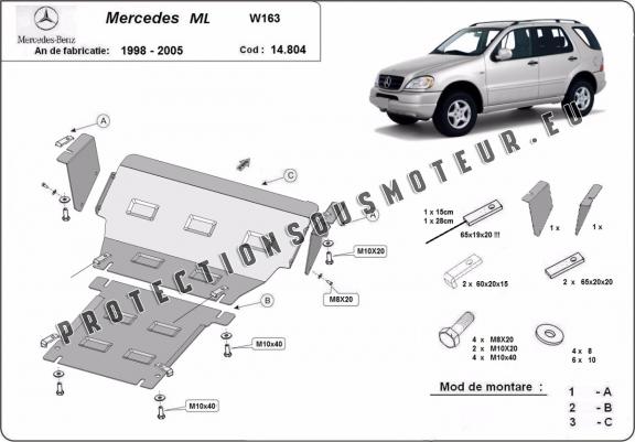 Cache sous moteur et de la radiateur Mercedes ML W163