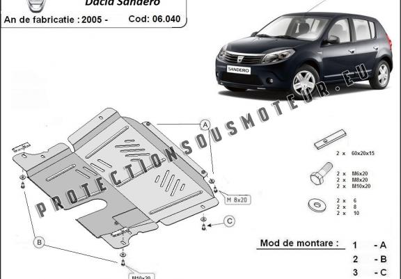 Cache sous moteur et de la boîte de vitesse Dacia Sandero