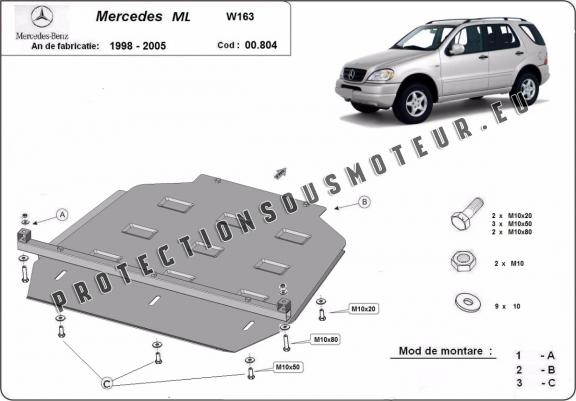 Cache de protection de la boîte de vitesse Mercedes ML W163