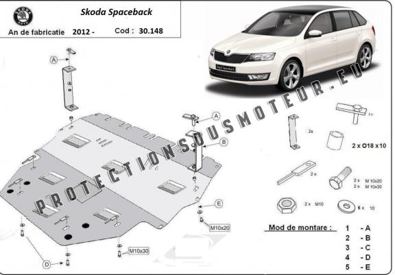 Cache sous moteur et de la boîte de vitesse Skoda Spaceback