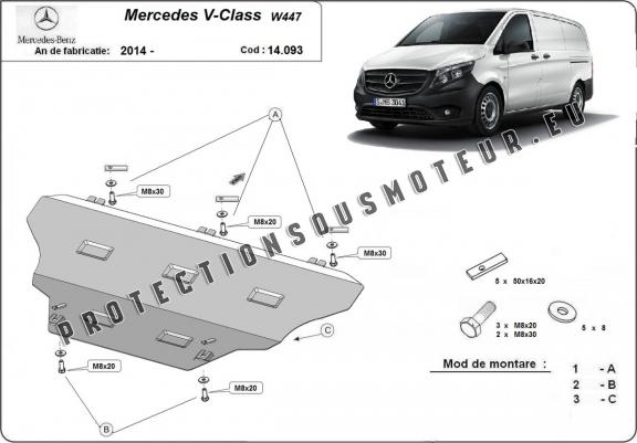 Cache sous moteur et de la boîte de vitesse Mercedes V-Classe W447 4x2, 1.6 D