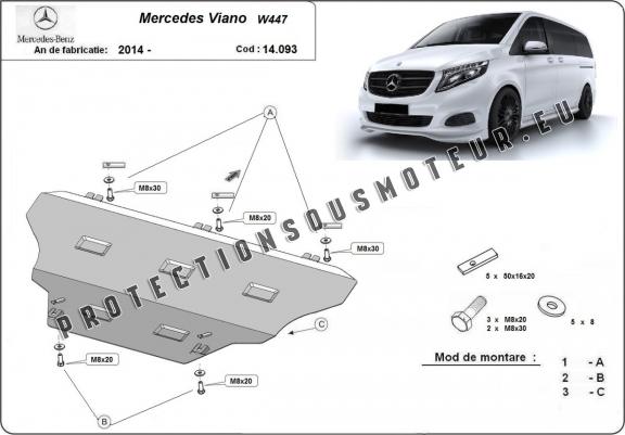 Cache sous moteur et de la boîte de vitesse Mercedes Viano W447 4x2, 1.6 D