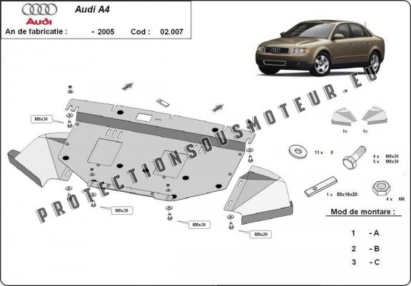 Cache sous moteur et de la radiateur Audi A4  B6 diesel 2.5 Tdi - V6