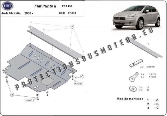 Cache sous moteur et de la boîte de vitesse Fiat Punto