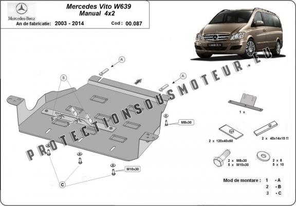 Cache de protection de la boîte de vitesse Mercedes Viano W639 - 2.2 D 4x2