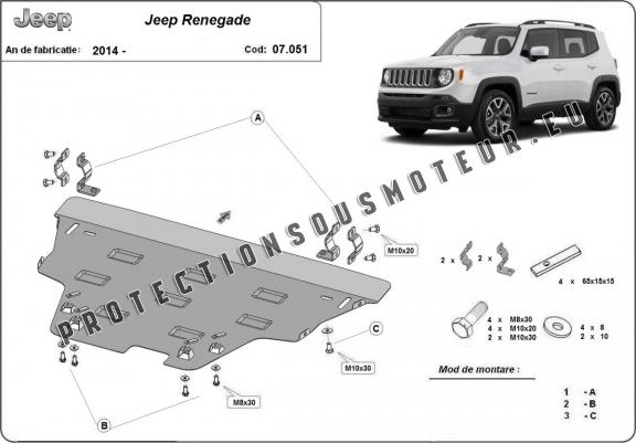 Cache sous moteur et de la boîte de vitesse Jeep Renegade