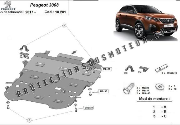 Cache sous moteur et de la boîte de vitesse Peugeot 3008