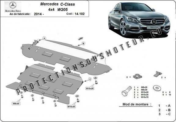 Cache sous moteur et de la radiateur Mercedes C-Class W205 4x4