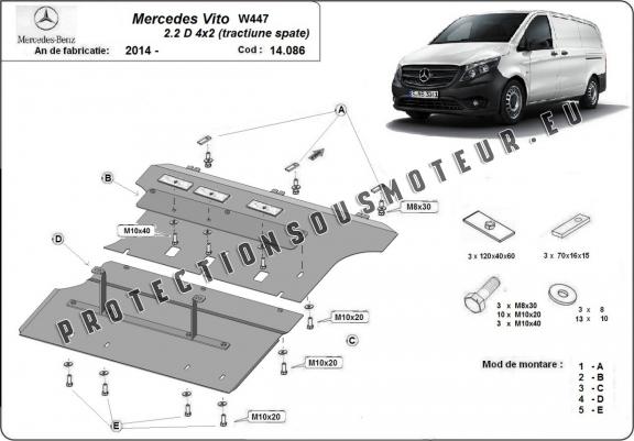 Cache sous moteur et de la boîte de vitesse Mercedes Vito W447 - 4X2 