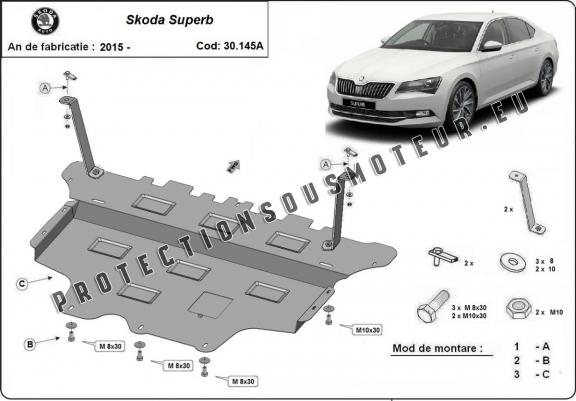 Cache sous moteur et de la boîte de vitesse Skoda Superb - Boîte de vitesse automatique