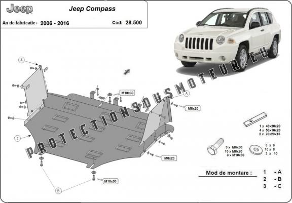 Cache sous moteur et de la boîte de vitesse Jeep Compass