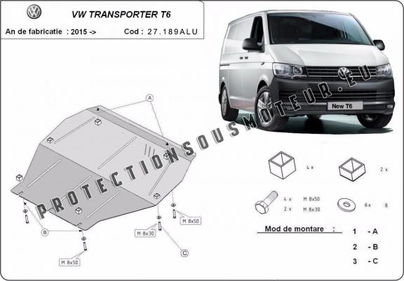 Cache sous moteur et de la boîte de vitesse Volkswagen Transporter T6 - Aluminium