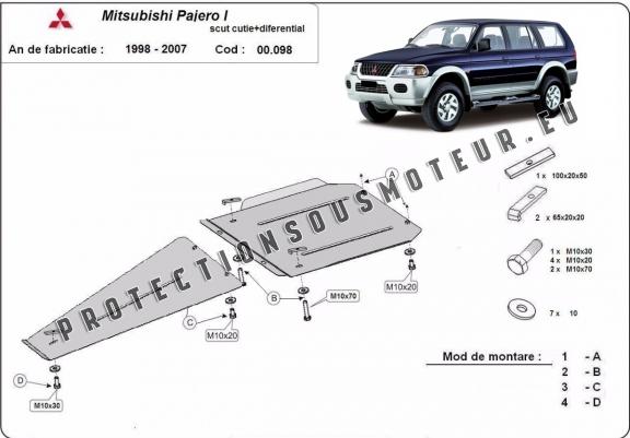 Cache de protection de la boîte de vitesse et de la différentiel Mitsubishi Pajero Sport 1