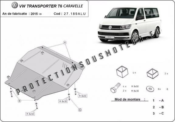 Cache sous moteur et de la boîte de vitesse Volkswagen Transporter T6 Caravelle - Aluminium