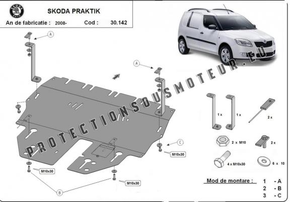 Cache sous moteur et de la boîte de vitesse Skoda Praktik