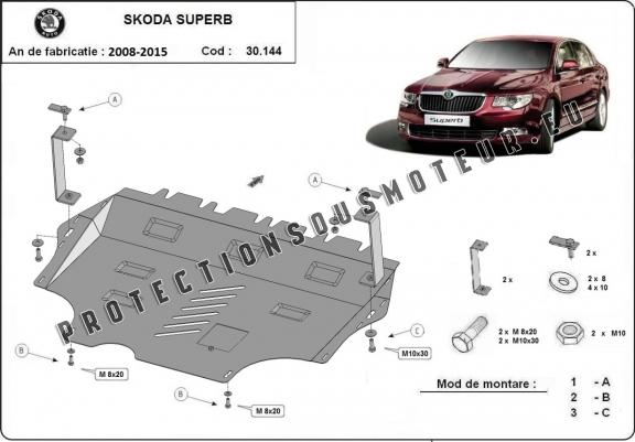 Cache sous moteur et de la boîte de vitesse Skoda Superb