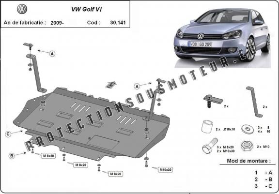 Cache sous moteur et de la boîte de vitesse VW Golf 6