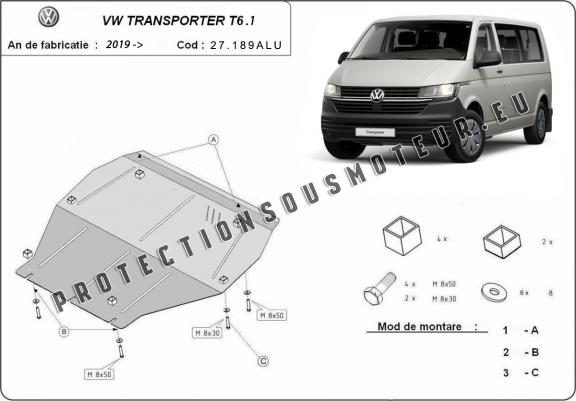 Cache sous moteur et de la boîte de vitesse Volkswagen Transporter T6.1 - Aluminium