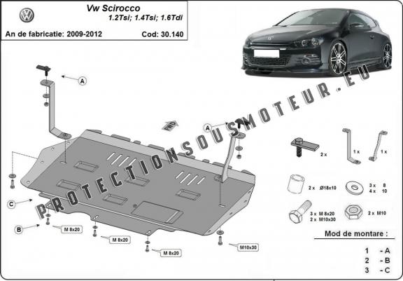 Cache sous moteur et de la boîte de vitesse Volkswagen Scirocco