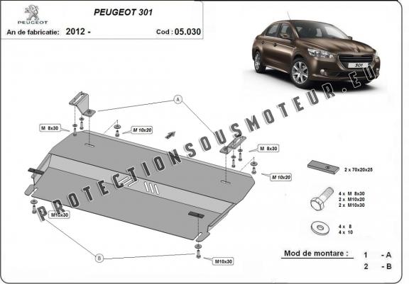 Cache sous moteur et de la boîte de vitesse Peugeot 301