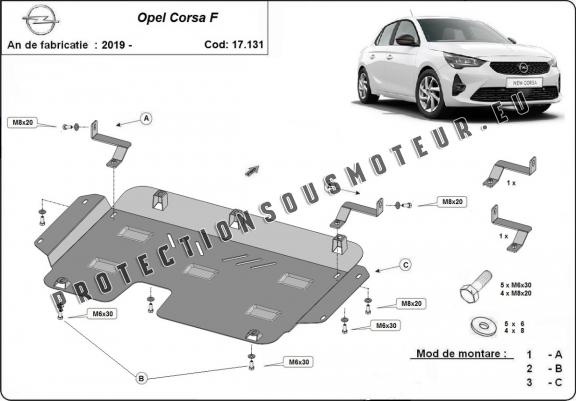 Cache sous moteur et de la boîte de vitesse Opel Corsa F