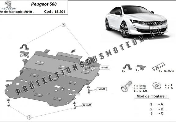 Cache sous moteur et de la boîte de vitesse Peugeot 508