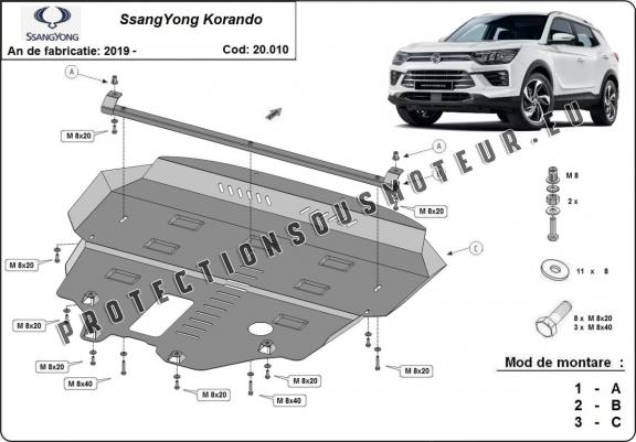 Cache sous moteur et de la radiateur SsangYong Korando