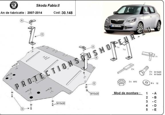 Cache sous moteur et de la boîte de vitesse Skoda Fabia 2 Diesel