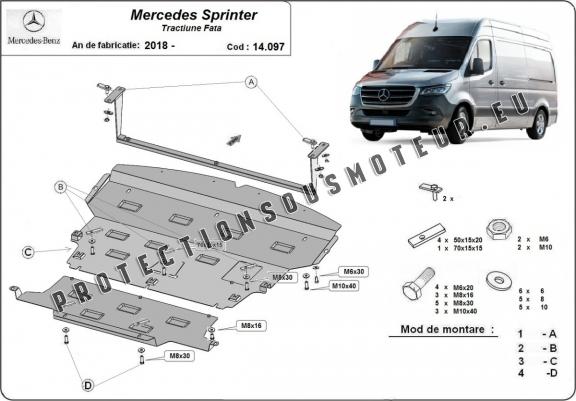 Cache sous moteur et de la boîte de vitesse  Mercedes Sprinter -Traction 