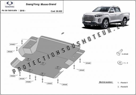 Cache sous moteur et de la radiateur Ssangyong Musso Grand