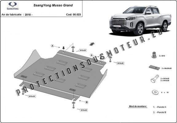 Cache de protection de la boîte de vitesse Ssangyong Musso Grand