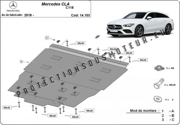 Cache sous moteur et de la boîte de vitesse Mercedes CLA C118